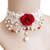 Colar White Lolita Red Rose